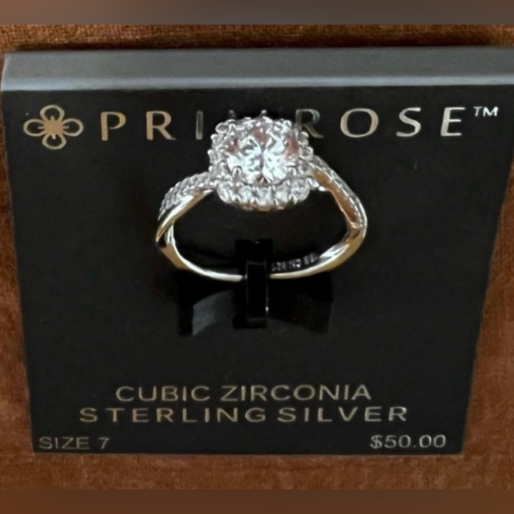New Primrose women’s stamped 925 sterling silver cubic zirconia ring Size 7